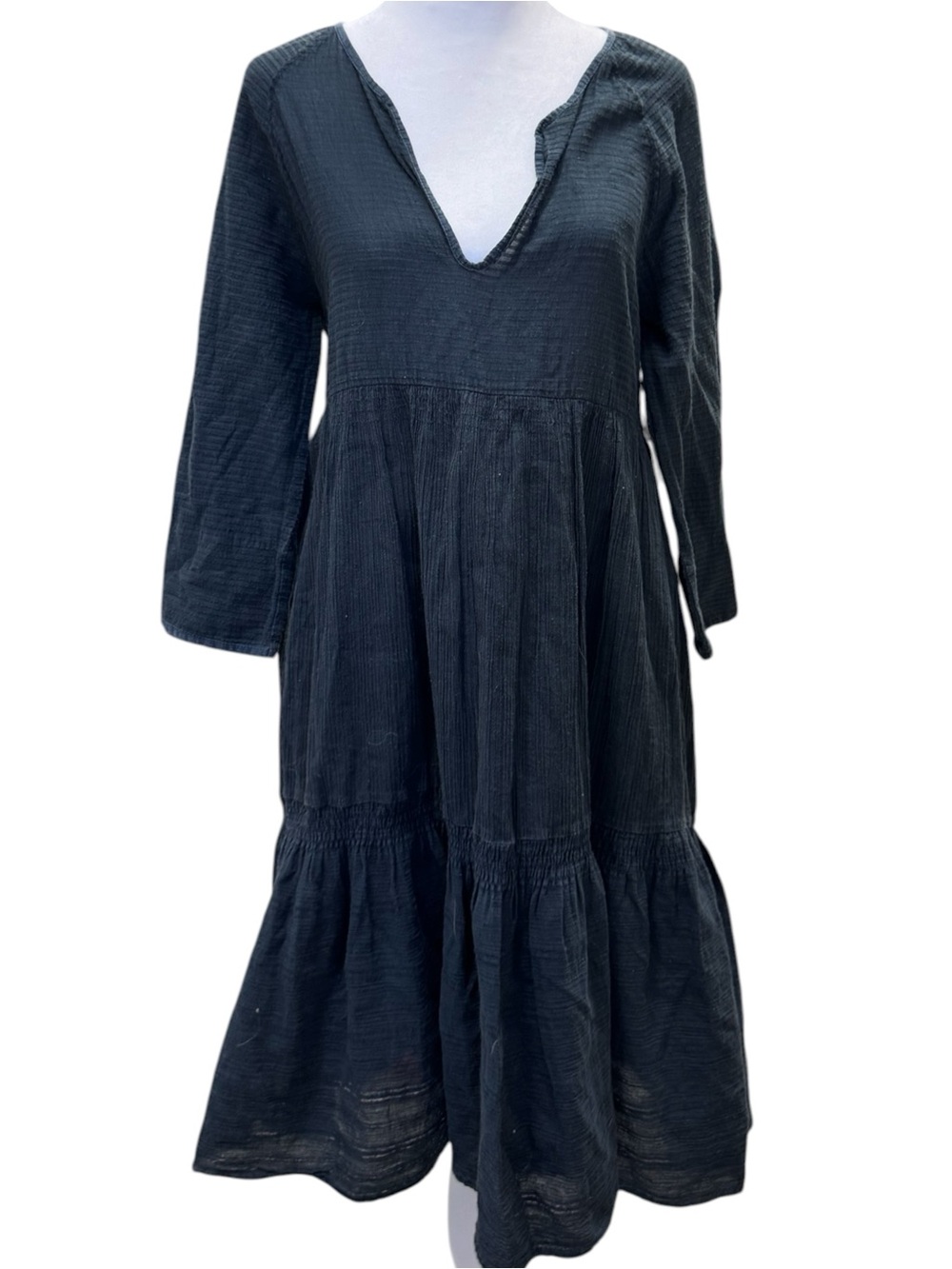 James Perse Navy Blue Tiered V-Neck Women’s Dress US 0